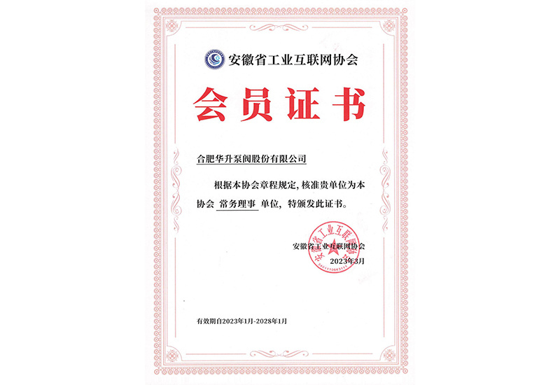 安(ān)徽省工(gōng)業互聯網協會會員證書